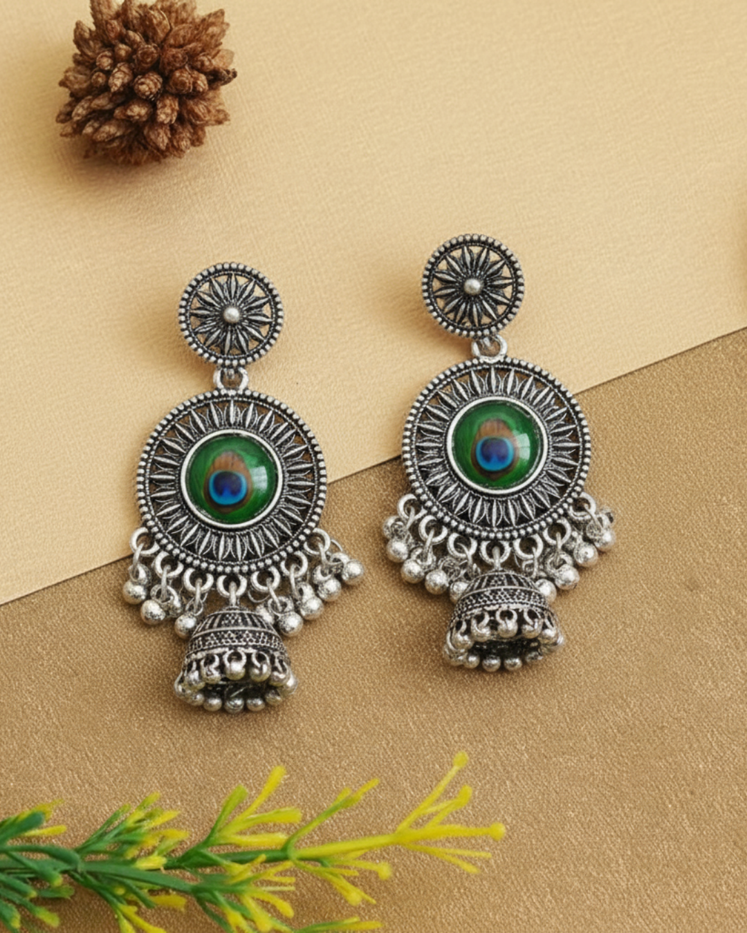 Mohana Peacock Charm Jhumka