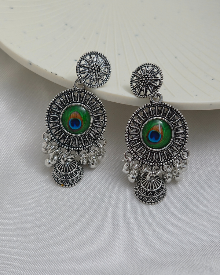 Mohana Peacock Charm Jhumka