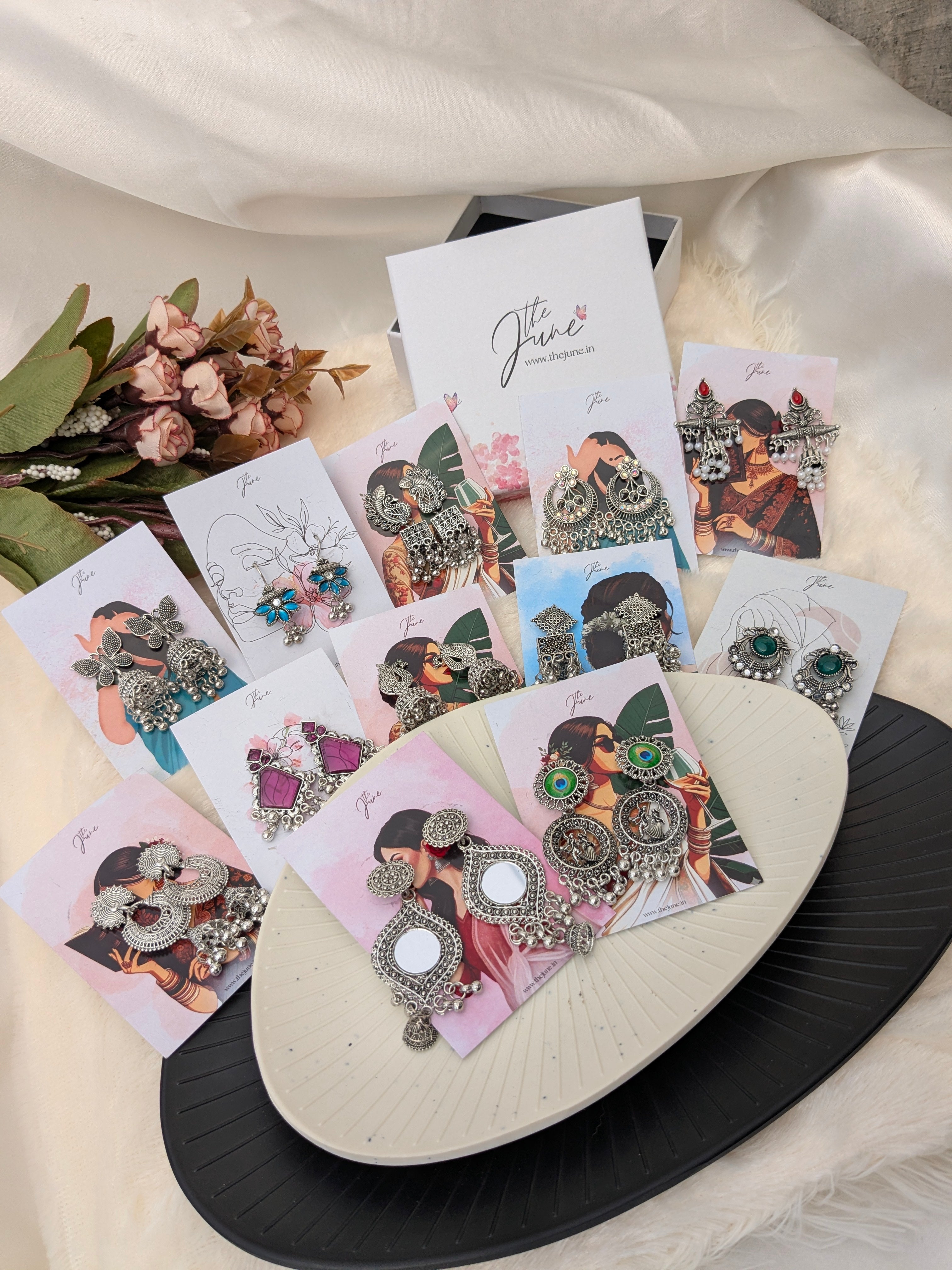 Oxidised Jhumkas Combo