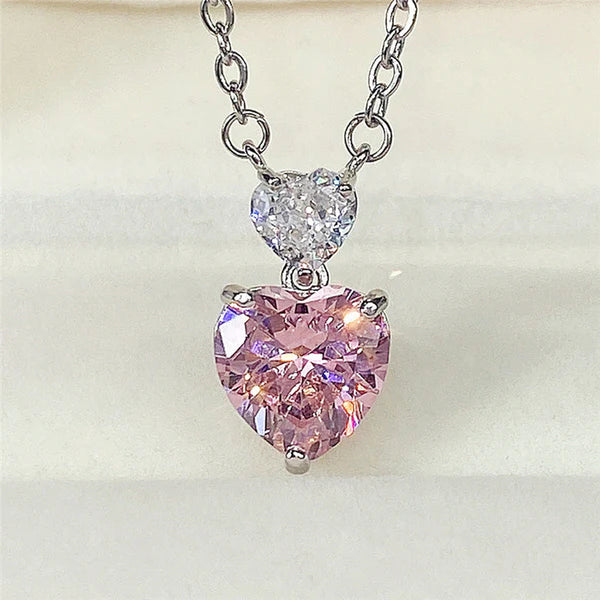 Crystal Heart Pendant – Pink Blush