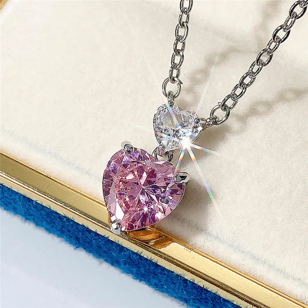 Crystal Heart Pendant – Pink Blush