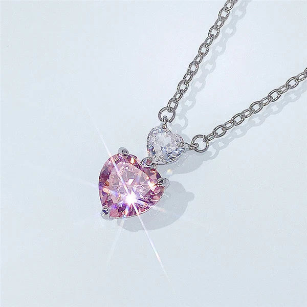 Crystal Heart Pendant – Pink Blush