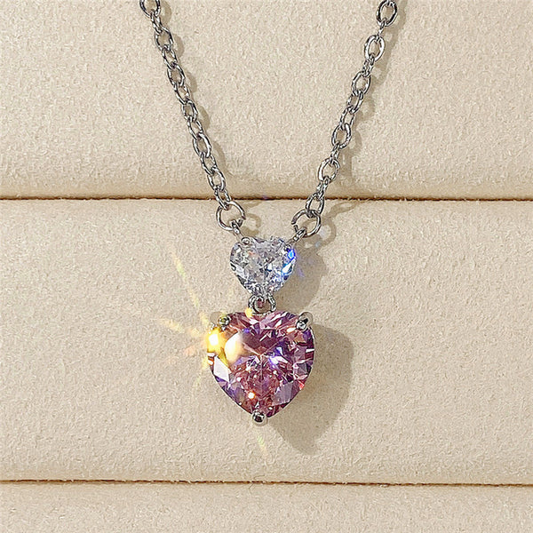 Crystal Heart Pendant – Pink Blush